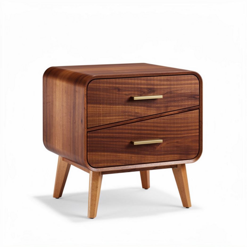 Stolik nocny z drewna akacjowego 50 x 40 x 45 cm w kolorze orzechowym
