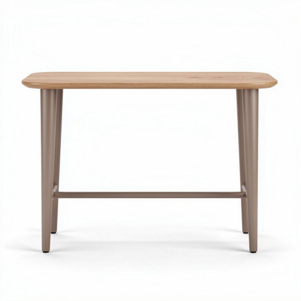 Stolik o wymiarach 80 x 40 x 75cm z drewnianym blatem i metalowymi nogami