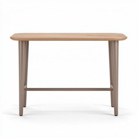 Stolik o wymiarach 80 x 40 x 75cm z drewnianym blatem i metalowymi nogami