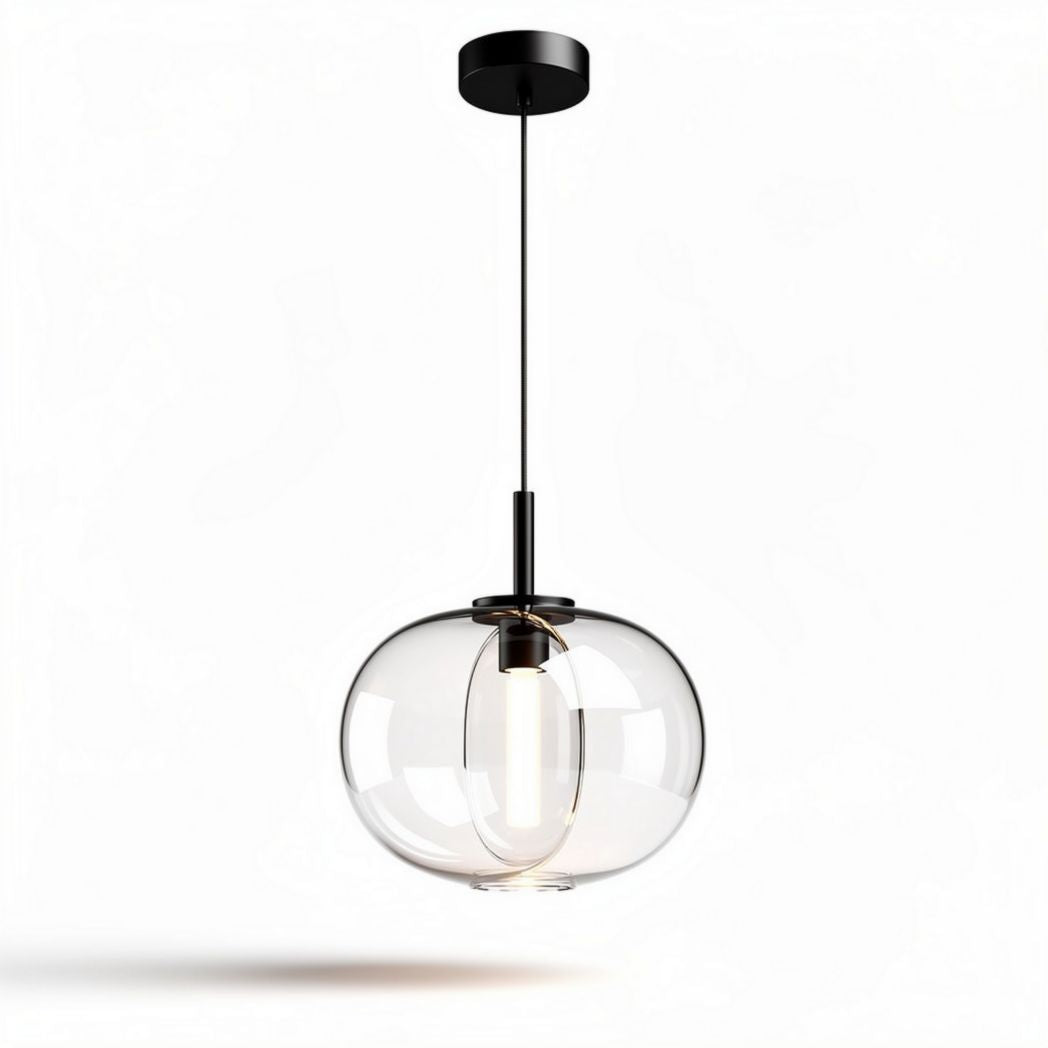 Lampa wisząca ze szkła o średnicy 25 cm i wysokości 30 cm w kolorze czarnym